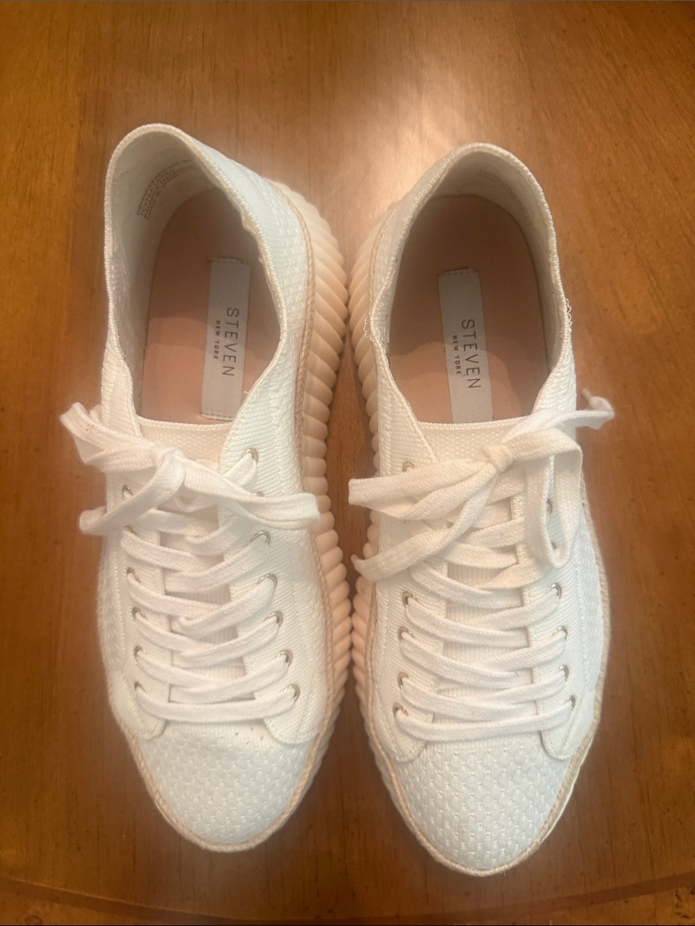 Steve Madden White Women's Knit Platform Sneakers